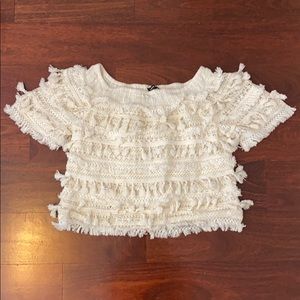 LOVE SAM off the shoulder tassel top